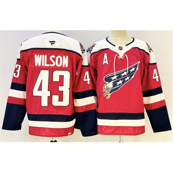 Personalized Men’s Washington Capitals #43 Tom Wilson Red With A Stitched Hockey Jersey