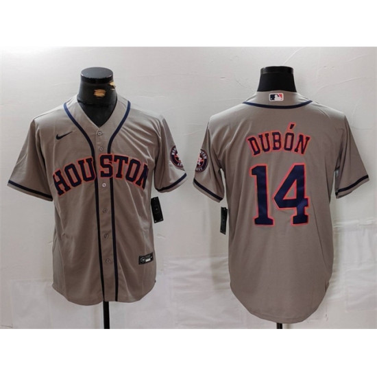 Personalized Men’s Houston Astros #14 Mauricio Dubon Grey Cool Base Stitched Baseball Jersey