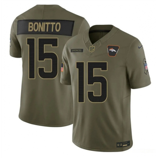 Personalized Men’s Denver Broncos #15 Nik Bonitto Olive 2025 F.U.S.E. Salute to Service Limited Football Stitched Jersey