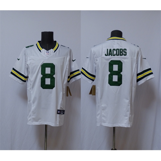 Personalized Men’s Green Bay Packers #8 Josh Jacobs White 2025 F.U.S.E. Limited Football Stitched Jersey