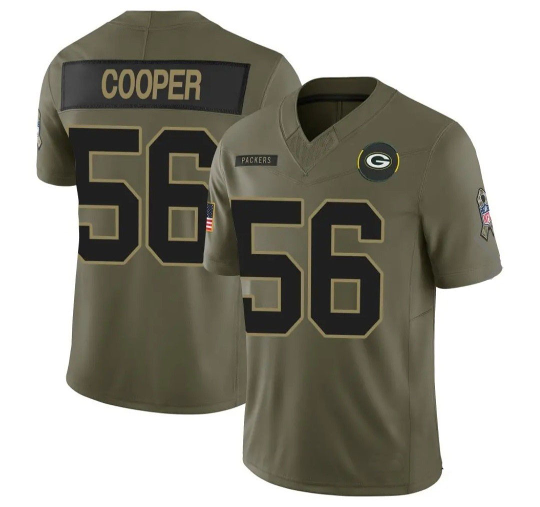 Personalized Men’s Green Bay Packers #56 Edgerrin Cooper Olive 2025 Salute to Service Limited Jersey
