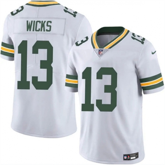 Personalized Men’s Green Bay Packers #13 Dontayvion Wicks White 2025 Untouchable Limited Football Stitched Jersey