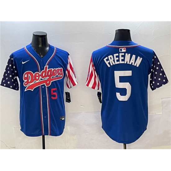 Personalized Men’s Los Angeles Dodgers #5 Freddie Freeman Royal Limited Stitched Baseball Jersey