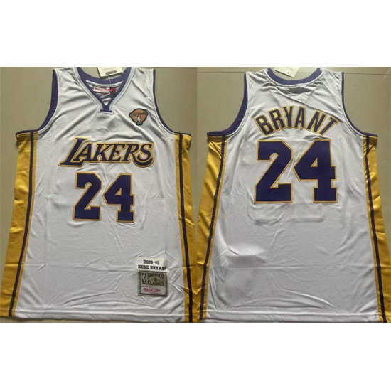Personalized Men’s Los Angeles Lakers #24 Kobe Bryant White 2009-10 Stitched Throwback Basketball Jersey