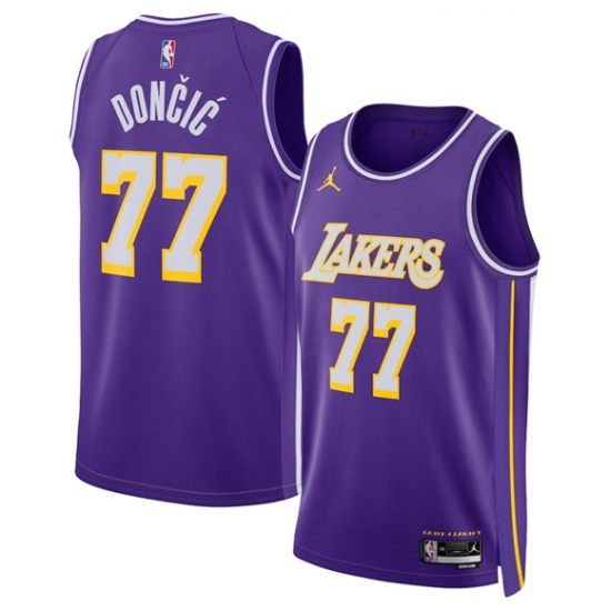 Personalized Men’s Los Angeles Lakers #77 Luka Doncic Purple 2025 Statement Edition Stitched Basketball Jersey