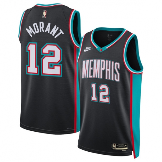 Personalized Men’s Memphis Grizzlies #12 Ja Morant Black 2025 Classic Edition Stitched Basketball Jersey