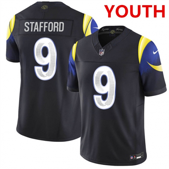 Personalized Youth Los Angeles Rams #9 matthew stafford midnight blue 2025 F.U.S.E. Rivalries limited football stitched jersey