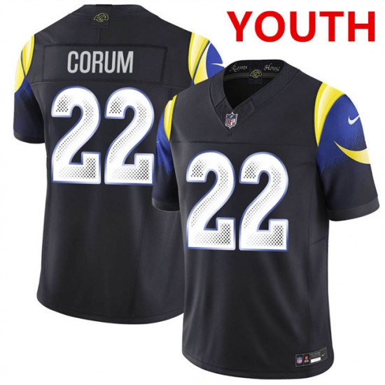 Personalized Youth Los Angeles Rams #22 blake corum midnight blue 2025 F.U.S.E. Rivalries limited stitched football jersey