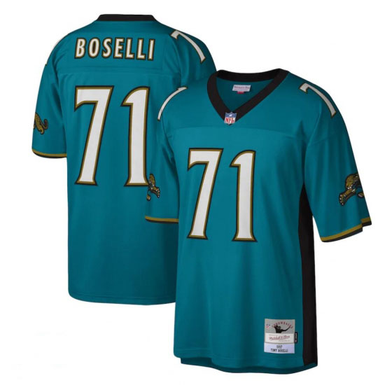 Personalized Men’s Jacksonville Jaguars #71 Tony Boselli 1997 Mitchell & Ness Teal NFL Throwback Football Jersey