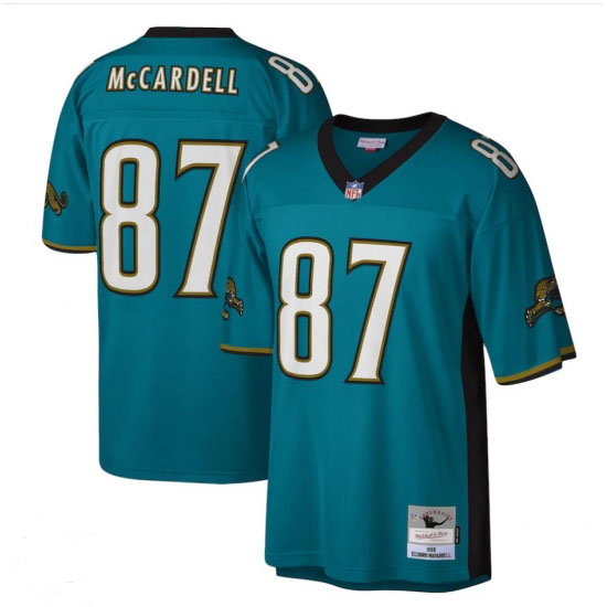 Personalized Men’s Jacksonville Jaguars #87 Keenan McCardell Mitchell & Ness Teal NFL Throwback Football Jersey