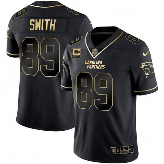 Personalized Men’s Carolina Panthers #89 Steve Smith Black Gold With 4-Star C Limited Football Stitched Jersey