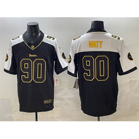 Personalized Men’s Pittsburgh Steelers #90 T.J. Watt Black White F.U.S.E. Untouchable Limited Football Stitched Jersey