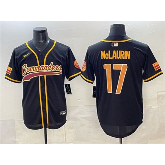 Personalized Men’s Washington Commanders #17 Terry McLaurin Black Limited Stitched Baseball Jersey