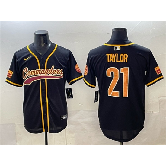 Personalized Men’s Washington Commanders #21 Sean Taylor Black Limited Stitched Baseball Jersey