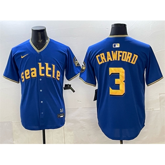 Personalized Men’s Seattle Mariners #3 Cal Raleigh Royal 2025 Limited Stitched jersey