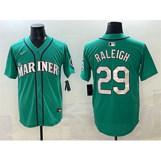 Personalized Men’s Seattle Mariners #29 Cal Raleigh Aqua Limited Stitched jersey