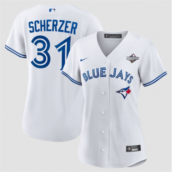 Personalized Women’s Toronto Blue Jays #31 Max Scherzer White 2025 World Series Home Cool Base Stitched Baseball Jersey(Run Small)