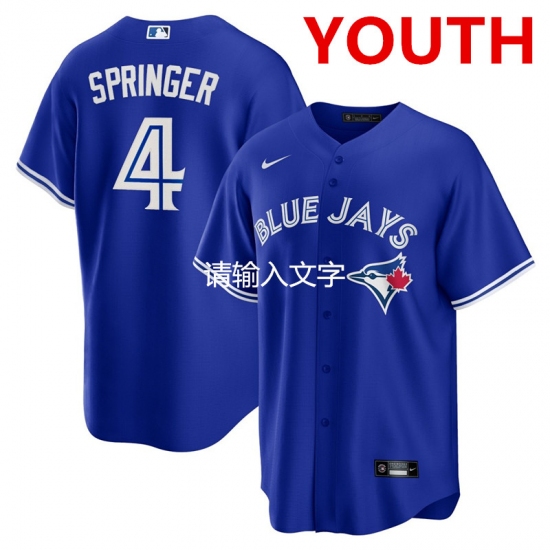 Personalized Youth Toronto Blue Jays #4 George Springer blue stitched mlb cool base Jersey