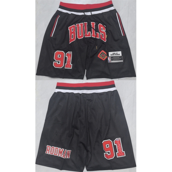 Personalized Men’s Chicago Bulls #91 Dennis Rodman Black 2025 Shorts (Run Small)