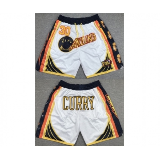 Personalized Men’s Golden State Warriors #30 Stephen Curry White Shorts(Run Small)