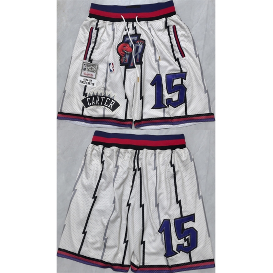 Personalized Men’s Toronto Raptors #15 Vince Carter White Shorts (Run Small)