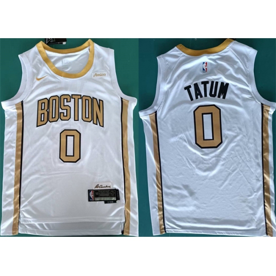Personalized Men’s Boston Celtics #0 Jayson Tatum White Stitched Basketball Jersey