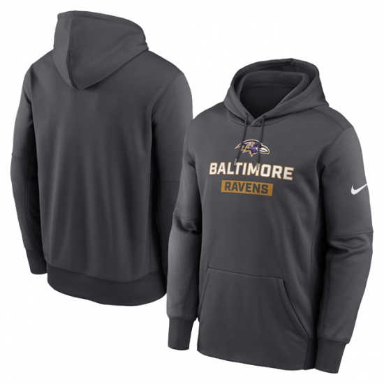 Personalized Men’s Baltimore Ravens Anthracite Toss Sweep Performance Pullover Hoodie