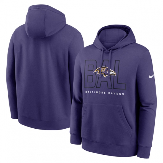 Personalized Men’s Baltimore Ravens Purple Busted Play Club Fleece Pullover Hoodie