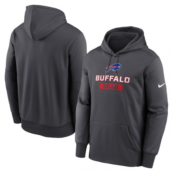 Personalized Men’s Buffalo Bills Anthracite Toss Sweep Performance Pullover Hoodie