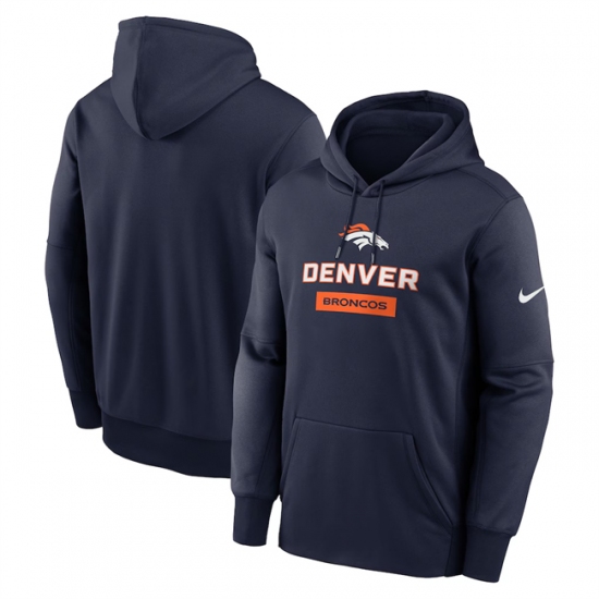 Personalized Men’s Denver Broncos NavyToss Sweep Performance Pullover Hoodie