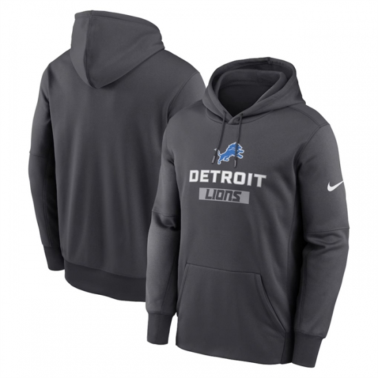 Personalized Men’s Detroit Lions Anthracite Toss Sweep Performance Pullover Hoodie