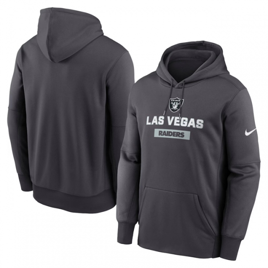 Personalized Men’s Las Vegas Raiders Anthracite Toss Sweep Performance Pullover Hoodie