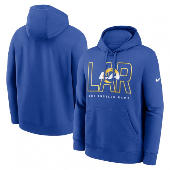 Personalized Men’s Los Angeles Rams Royal Busted Play Club Fleece Pullover Hoodie