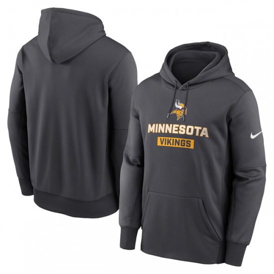 Personalized Men’s Minnesota Vikings Anthracite Toss Sweep Performance Pullover Hoodie