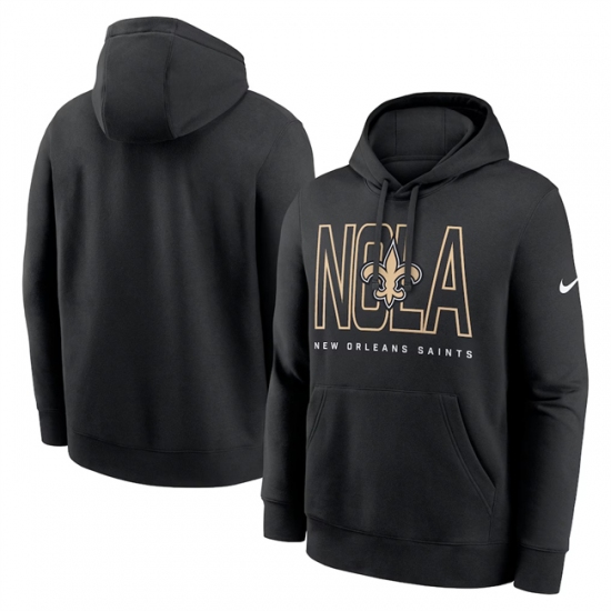 Personalized Men’s New Orleans Saints Black Busted Play Club Fleece Pullover Hoodie