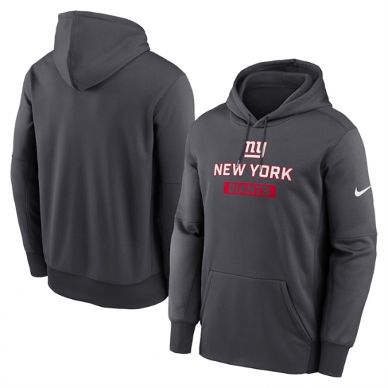 Personalized Men’s New York Giants Anthracite Toss Sweep Performance Pullover Hoodie