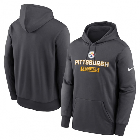 Personalized Men’s Pittsburgh Steelers Anthracite Toss Sweep Performance Pullover Hoodie
