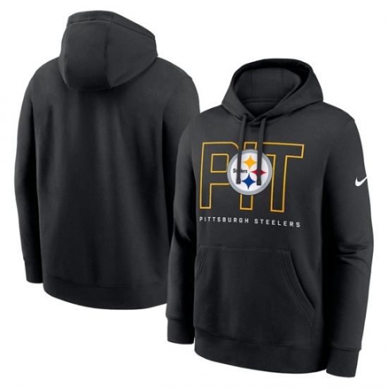Personalized Men’s Pittsburgh Steelers Black Busted Play Club Fleece Pullover Hoodie