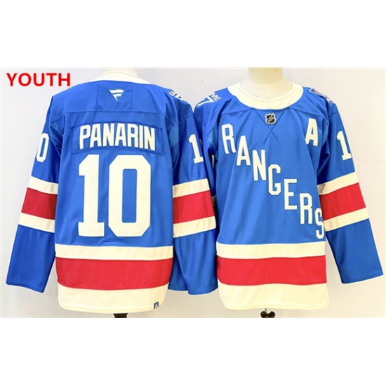 Personalized Youth New York Rangers #10 Artemi Panarin blue 2025 with a stitched hockey jersey