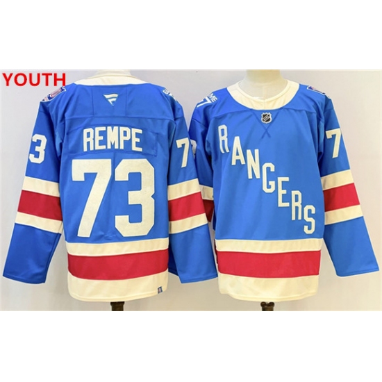 Personalized Youth New York Rangers #73 Matt Rempe blue 2025 stitched hockey jersey