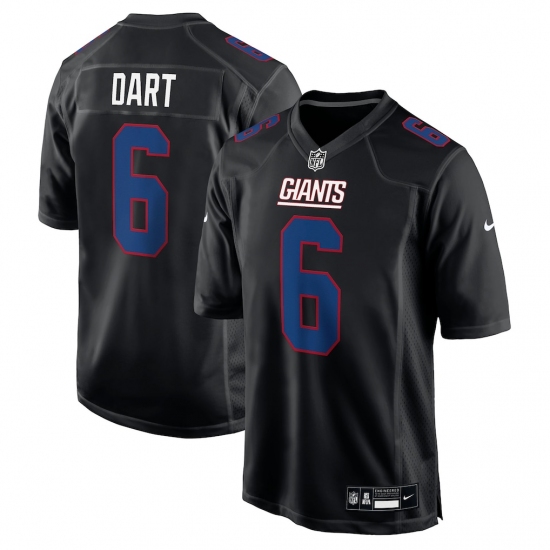 Personalized Men’s New York Giants #6 Jaxson Dart Carbon Black Fashion Game Jersey