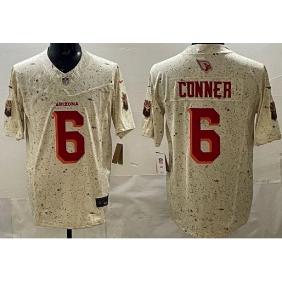 Personalized Men’s Arizona Cardinals #6 James Conner Limited Cream Rivalries FUSE Jersey