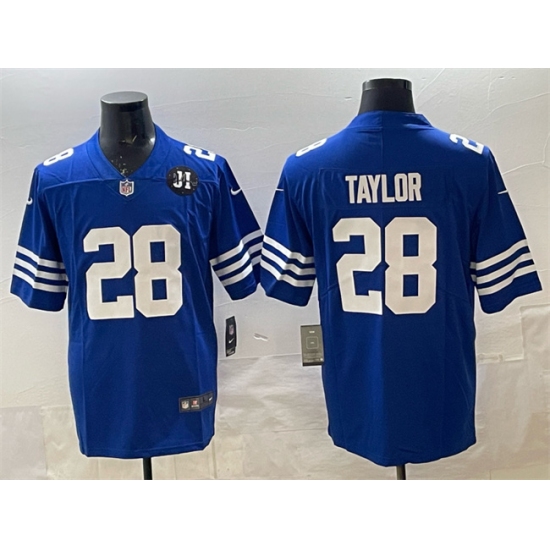 Personalized Men’s Indianapolis Colts #28 Jonathan Taylor Blue Jim Irsay Limited Football Stitched Jersey