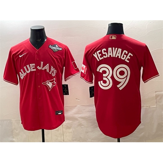 Personalized Men’s Toronto Blue Jays #39 Trey Yesavage Red 2025 World Series Cool Base Stitched Baseball Jersey