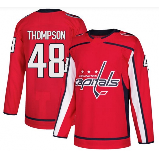 Personalized Men’s Washington Capitals #48 Logan Thompson Authentic Red Home Jersey