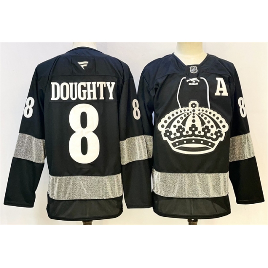 Personalized Men’s Los Angeles Kings #8 Drew Doughty Black With A Alternate Stitched Hockey Jersey