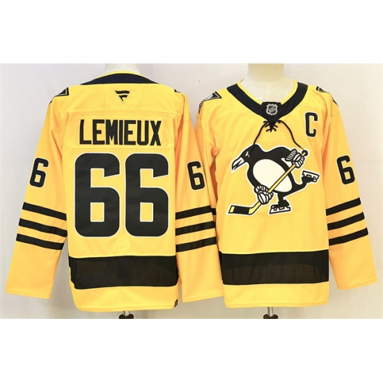 Personalized Men’s Pittsburgh Penguins #66 Mario Lemieux Gold 2025-26 With C Alternate Stitched Hockey Jersey
