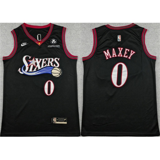 Personalized Men’s Philadelphia 76ers #0 Tyrese Maxey Black 2025 Classic Edition Stitched Stitched Jersey