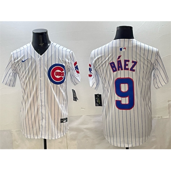 Personalized Men’s Chicago Cubs #9 Javier Baez White Home Limited Stitched Baseball Jersey