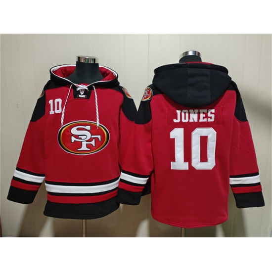 Personalized Men’s San Francisco 49ers #10 Mac Jones Red Black Ageless Must-Have Lace-Up Pullover Hoodie